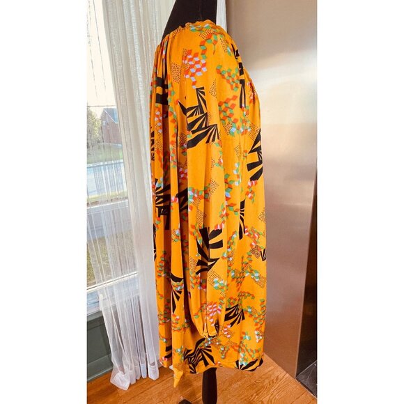 Vintage 70s oversized blouse, puffy sleeves top, yellow black green orange - Picture 8 of 9